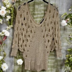 Origami by Vivien Ivory Crochet Coastal Beachy Coquette Bohemian Top Size S